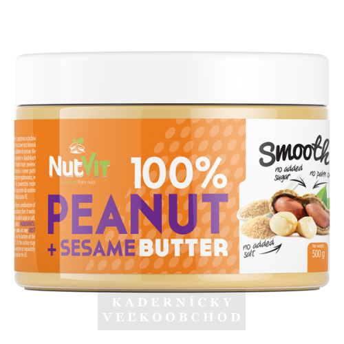 NutVit 100% arašid.maslo so sezamom Smooth 500g